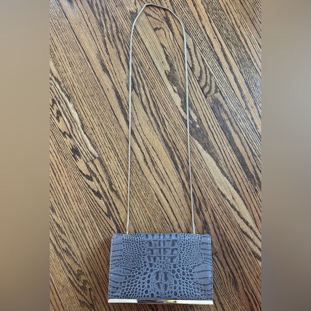 Elegant Gray Crocodile Pattern Crossbody Bag NWOT